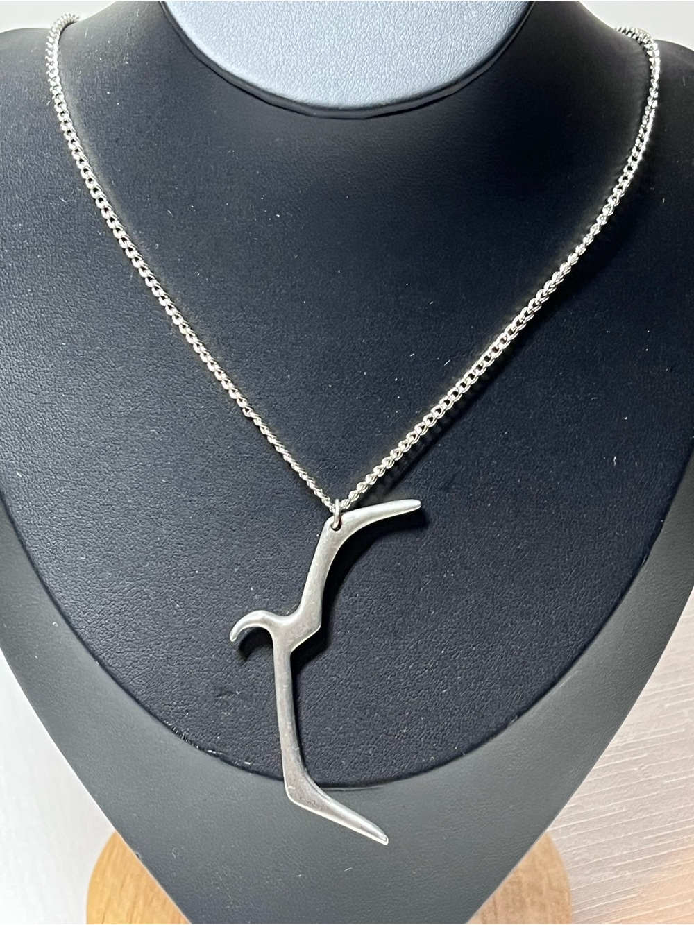 Sterling Silver Abstract Bird Pendant Necklace - Silver